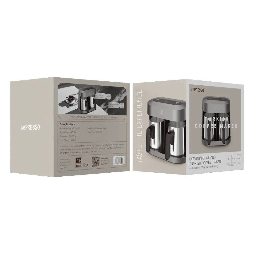 Lepresso Cezvara Dual-Cup Turkish Coffee Maker - Grey