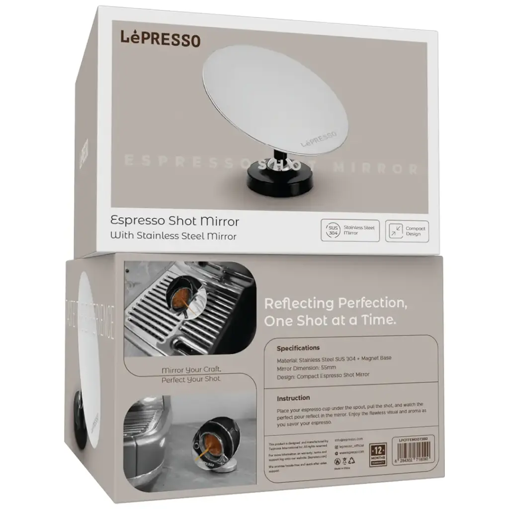 Lepresso Espresso Shot Mirror with Stainless Steel Mirror - Black