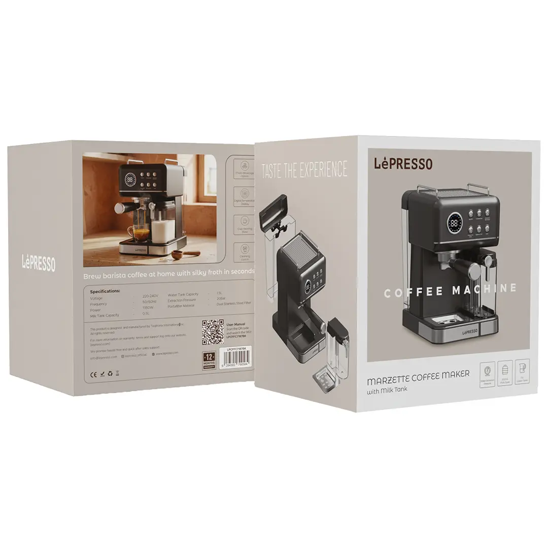 Lepresso Marzette Coffee Maker with Milk Tank - Black