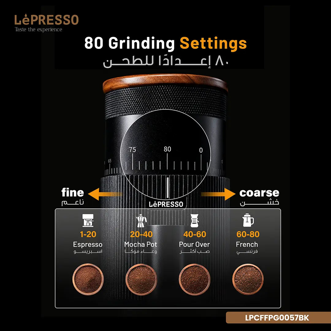 Lepresso Pressione Rechargeable Coffee Bean Grinder – Black