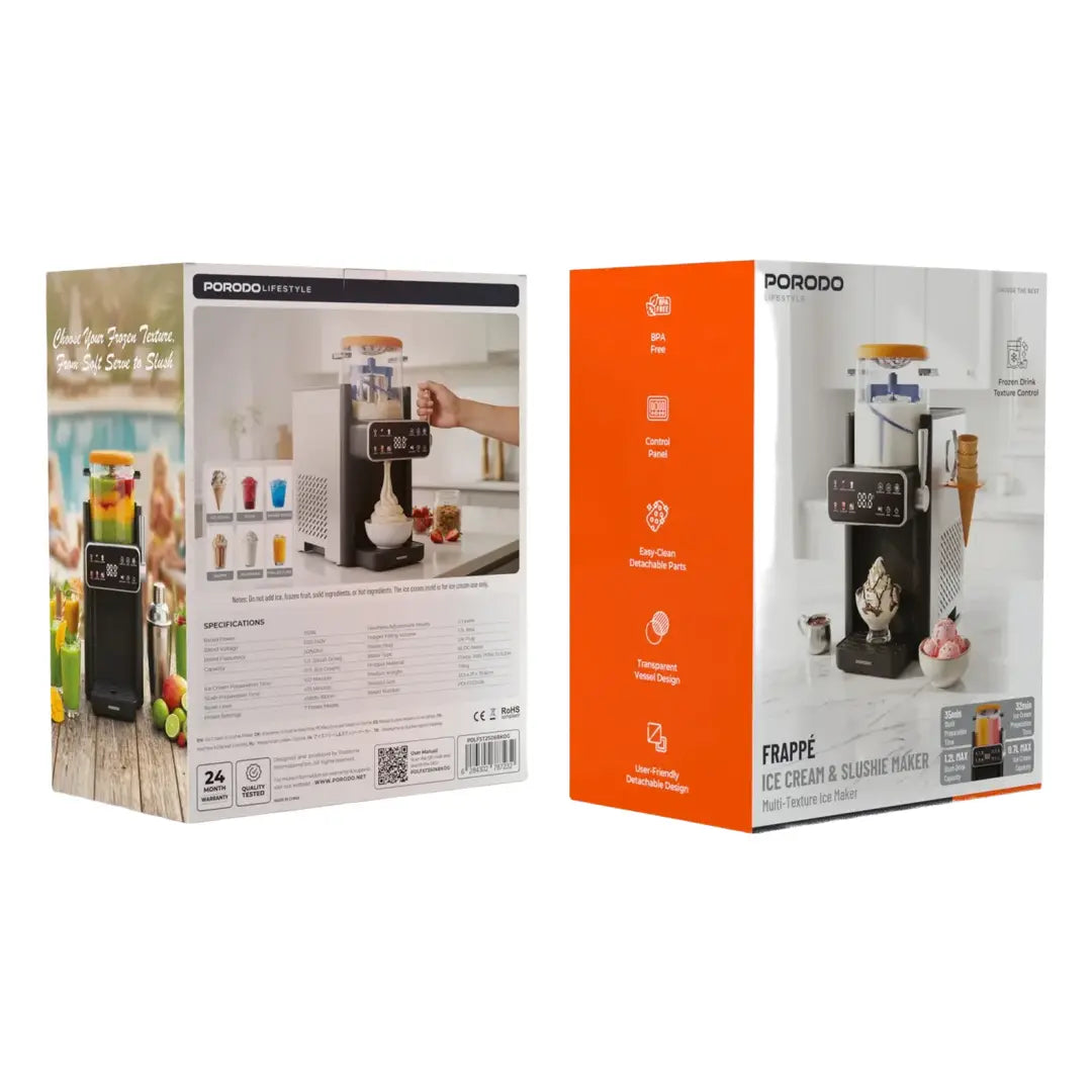 Porodo Lifestyle Frappé Ice Cream & Slushie Maker with Multi-Texture Ice Maker