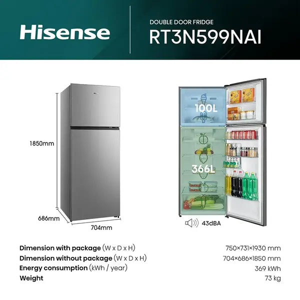 Hisense Top Mount Refrigerator 599LTR