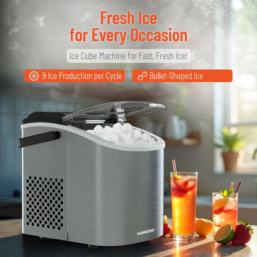 Porodo Lifestyle Instant Bullet Ice Maker - Silver