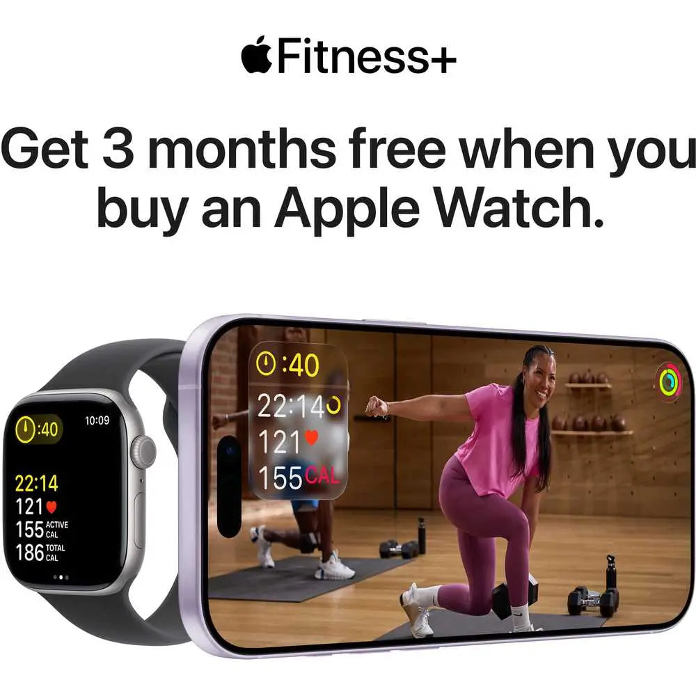 ساعة Apple Watch Series 11 GPS، هيكل من الألومنيوم باللون الذهبي الوردي مقاس 42 مم مع سوار رياضي بلون وردي فاتح