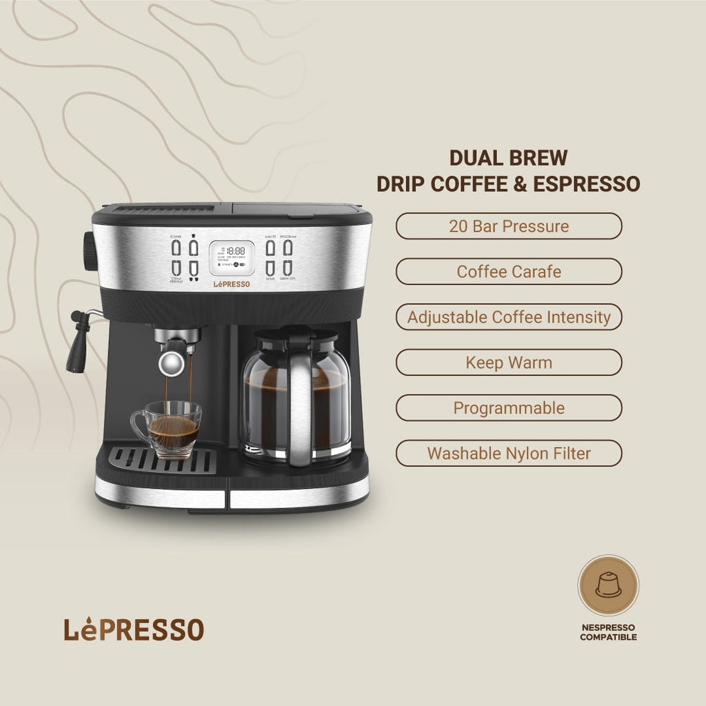 LePresso Dual Brew Drip Coffee & Espresso Machine