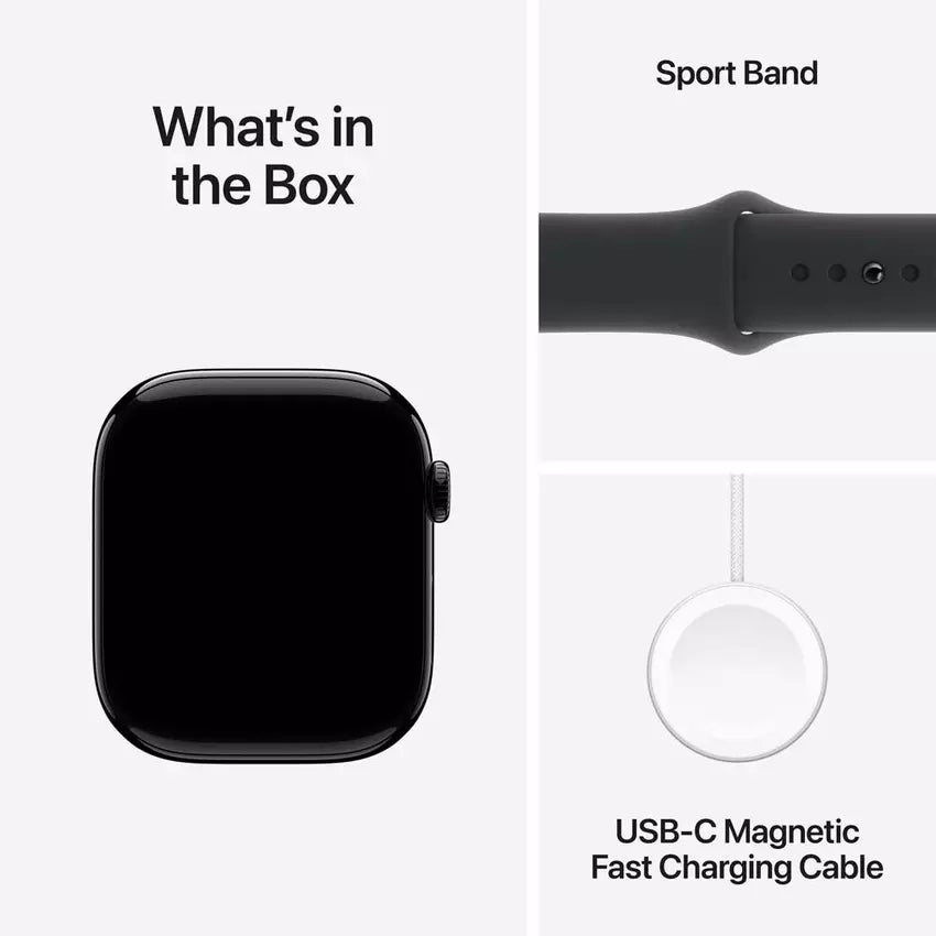 Apple Watch Series 10 GPS, 46MM Jet Black Aluminium Case with Black Sport Band