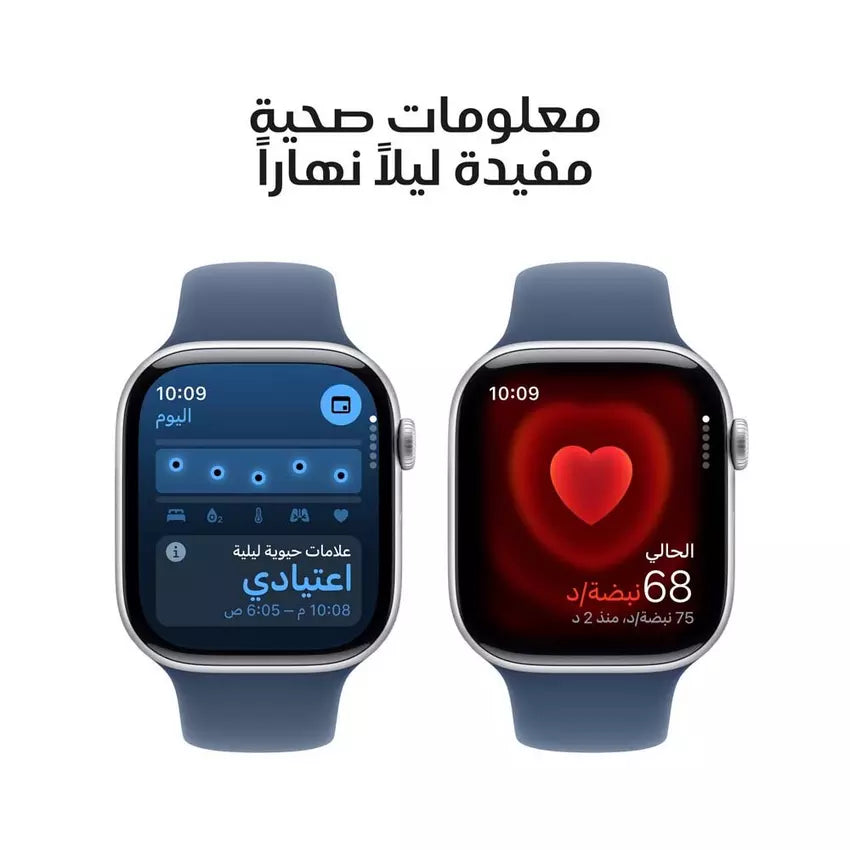 Apple Watch Series 10 GPS, 46MM Silver Aluminium Case with Denim Sport Band