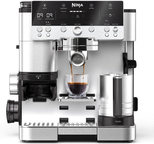 Ninja Luxe Premier ES601UK 3-in-1 Coffee Maker with Grinder and Frother for Latte, Cappuccino, Cold Brew & Espresso