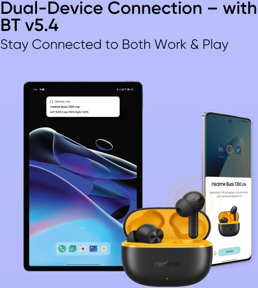 REALME BUDS T200 LITE BLACK - RMA2415-A BLK
