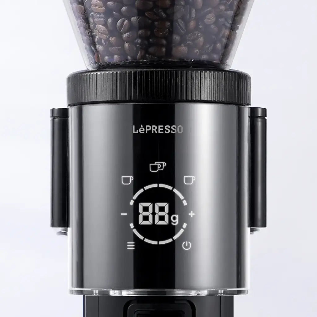 LePresso Grindeur Conical Burr Grinder with Digital Weight Control