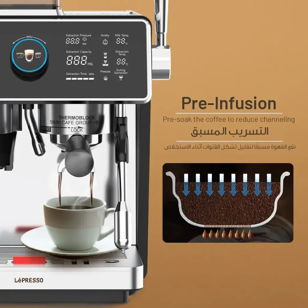 Lepresso Viventé Semi-Automatic Dual Boiler Coffee Machine with Touch Display