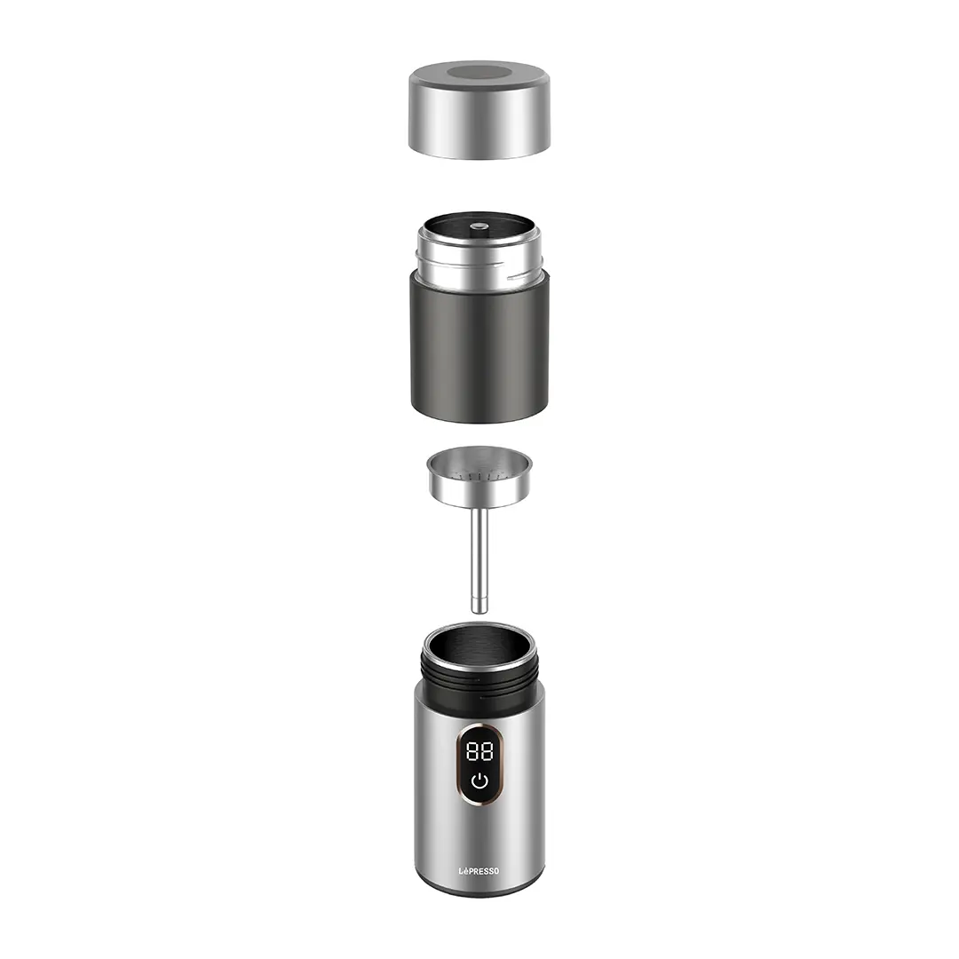 Lepresso MokaRise Electric Moka Maker with One-Touch Operation - Silver
