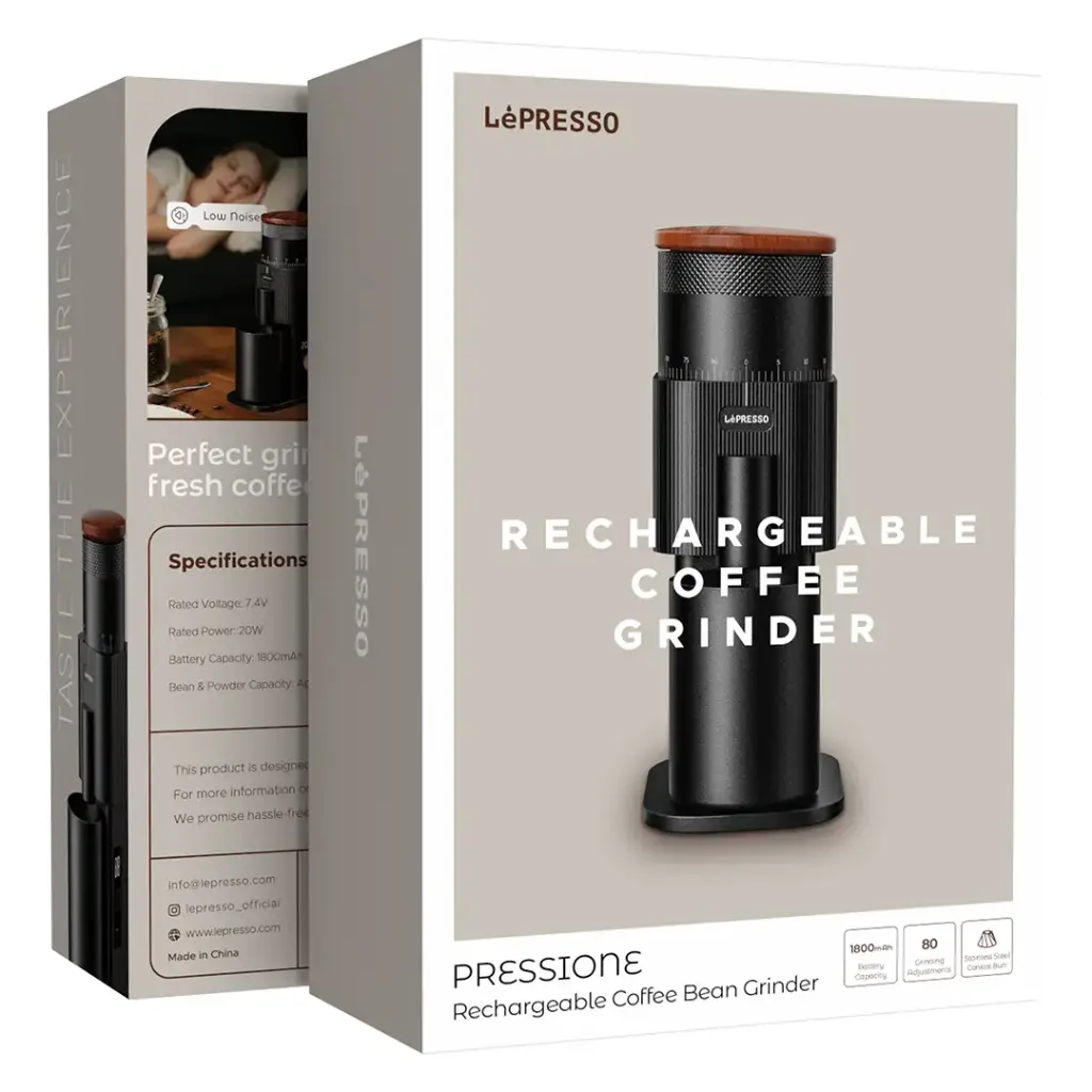 Lepresso Pressione Rechargeable Coffee Bean Grinder – Black