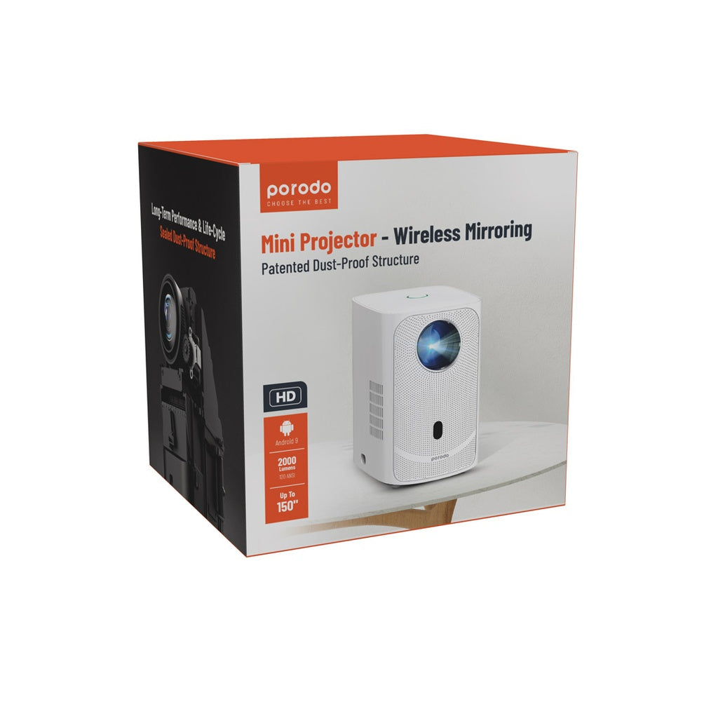 Porodo 720P Projector Android 9 - White