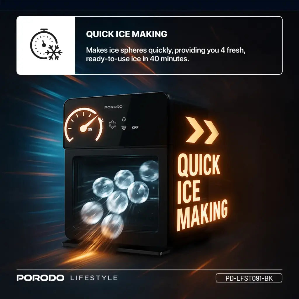 Porodo Lifestyle Sphere Ice Machine - Black