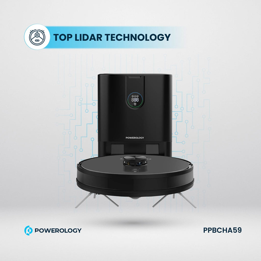 Powerology Smart Station Robot Vacuum & Mop - Black