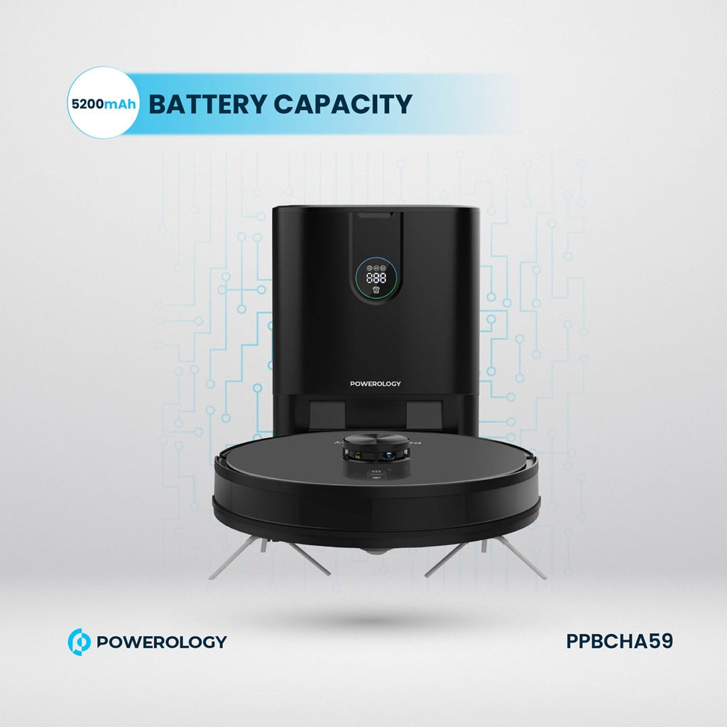 Powerology Smart Station Robot Vacuum & Mop - Black