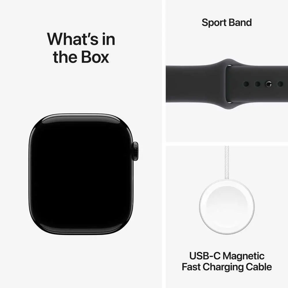 Apple Watch Series 11 GPS, 46mm Jet Black Aluminium Case with Black Sport Band