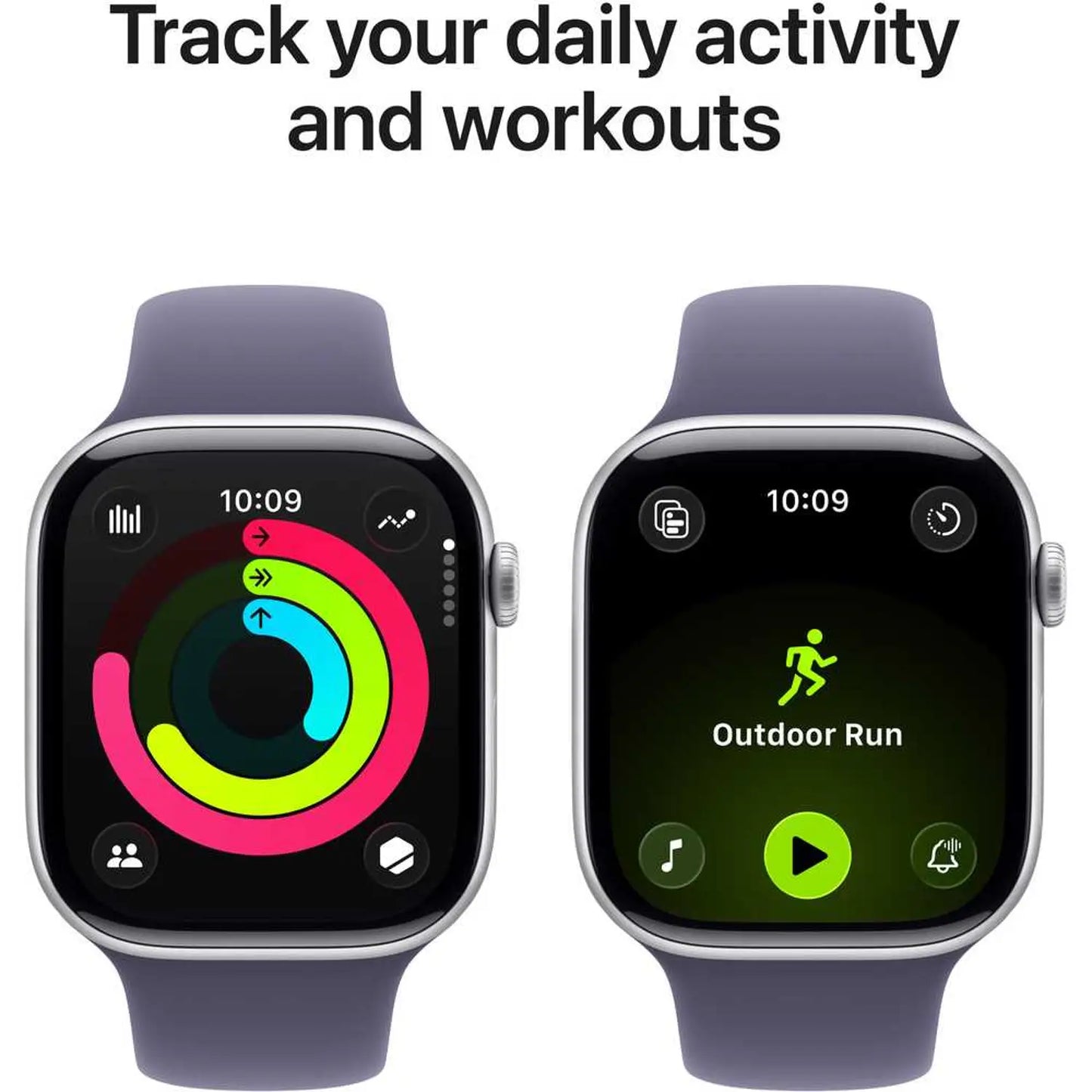 Apple Watch Series 11 GPS, 46mm Silver Aluminium Case with Purple Fog Sport Band