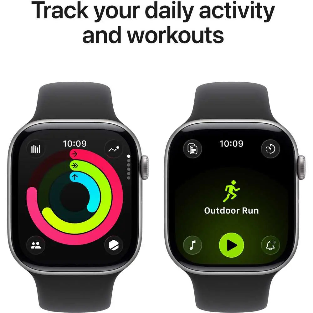 Apple Watch Series 11 GPS, 46mm Space Gray Aluminum Case with Black Sport Band