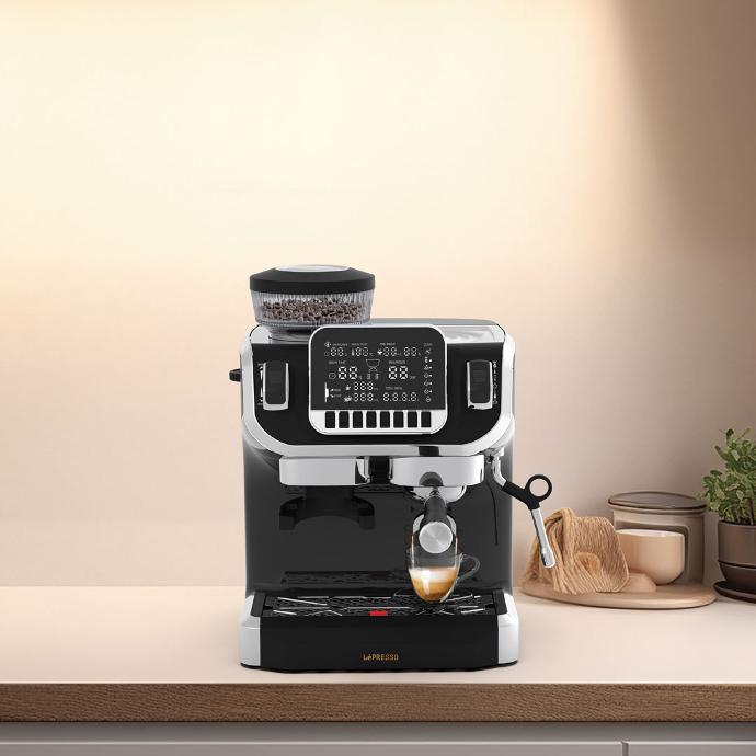 LEPRESSO ESPRESSO COFFEE MAKER WITH BEAN GRINDER AND LCD DISPLAY