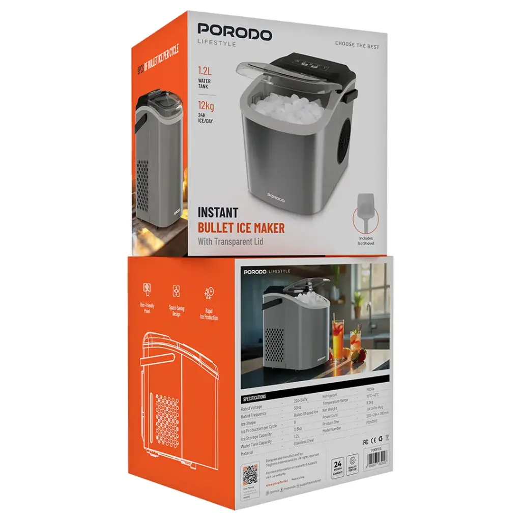 Porodo Lifestyle Instant Bullet Ice Maker - Silver