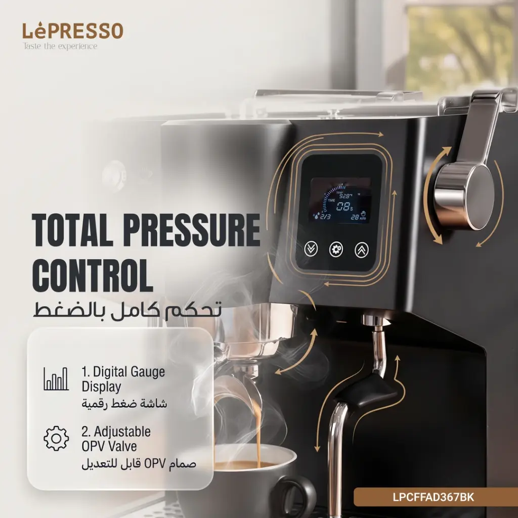 Lepresso Avorio Italian Pump Commercial Coffee Machine - LPCFFAD367BK