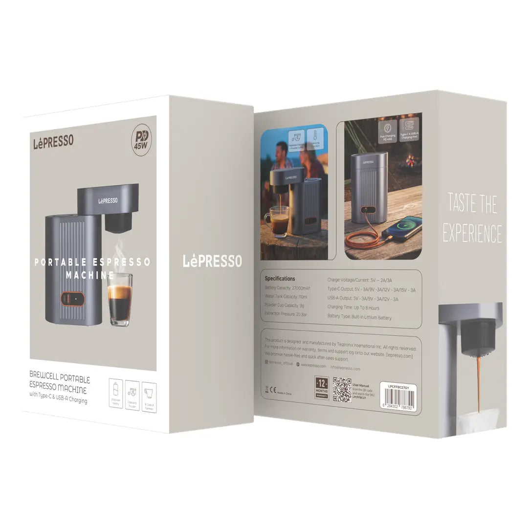 Lepresso BrewCell Portable Espresso Machine - Grey