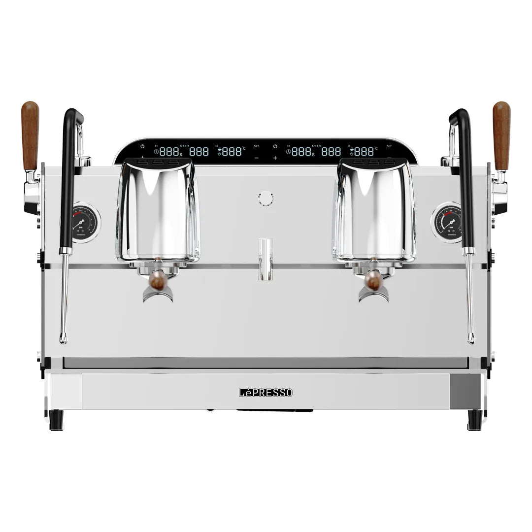 Lepresso Argento Due Commercial Semi-Automatic Dual Group Head Coffee Machine - Silver
