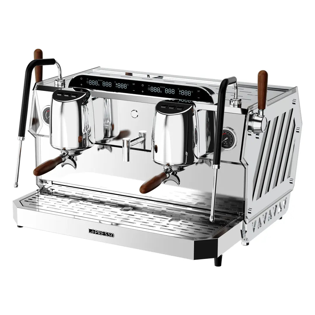 Lepresso Argento Due Commercial Semi-Automatic Dual Group Head Coffee Machine - Silver